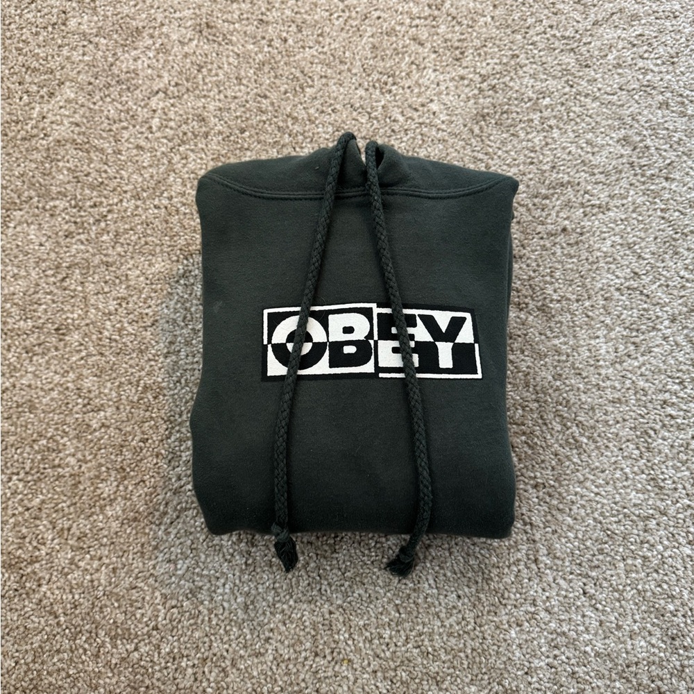 Obey Dark Green Hoodie with Logo